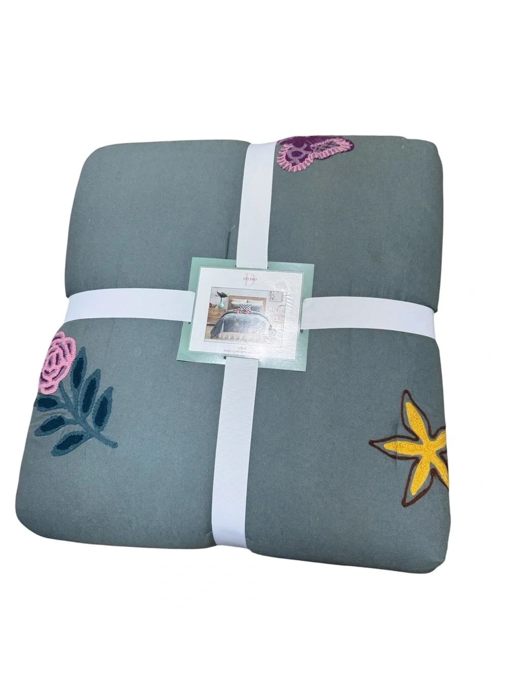 Studio D UMA King Comforter Mini Set Comforter + 2 Shams Cotton Embroidered NWT